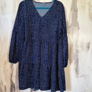 NWOT Amoretu Navy Polka Dot Tiered Swing Dress Size XL